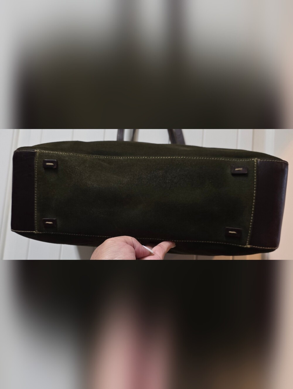 Lauren Ralph Lauren Olive Green Suede Tote with Brown Leather Straps****SALE**** - Picture 8 of 16